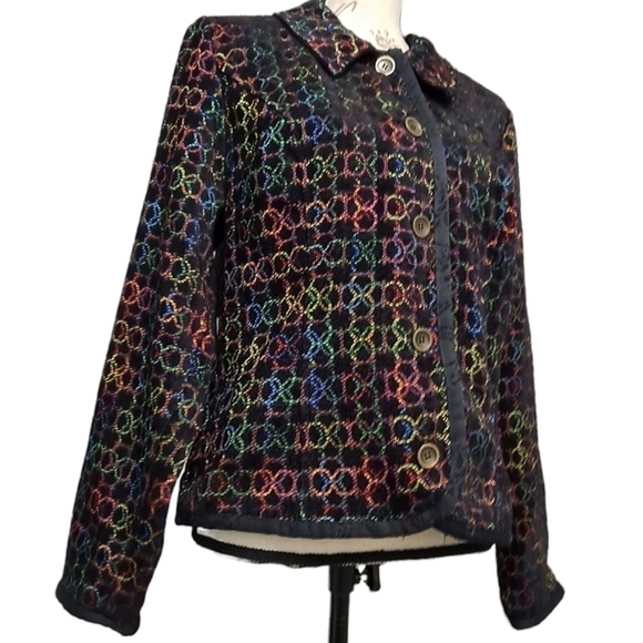 Christopher & Banks Rainbow Tweed Blazer XL Vintage Boho Suit Jacket Lined - Picture 9 of 13